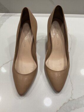Loeffler Randall Size 7.5 Nude Leather Pump Heels Classic Timeless Minimalistic